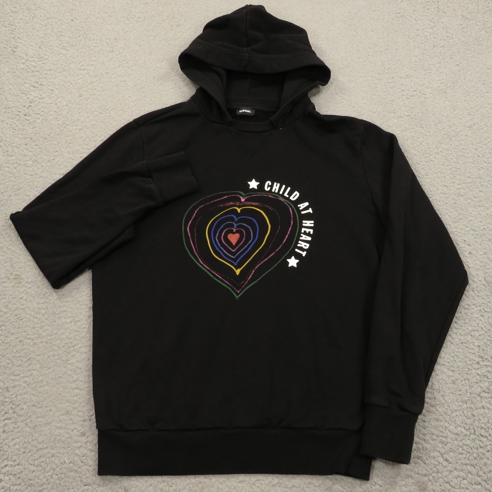 Diesel Hoodie Men Large Black Naomi Campbell Child at Heart Graphic Sweater Hood